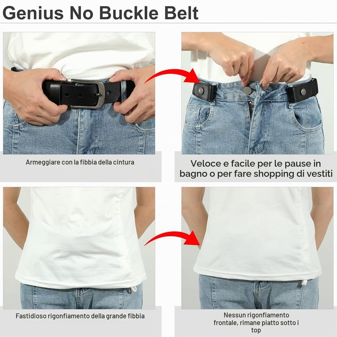 SJBAUTYO Set 4 Cinture Elastiche Senza Fibbia