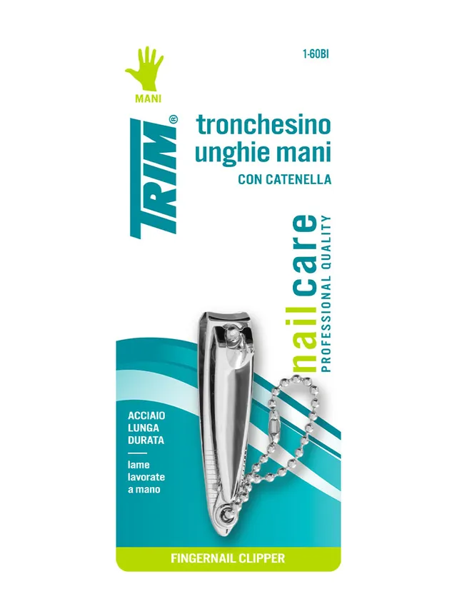 TRIM 1-60 tagliaunghie mani in acciaio con catenella