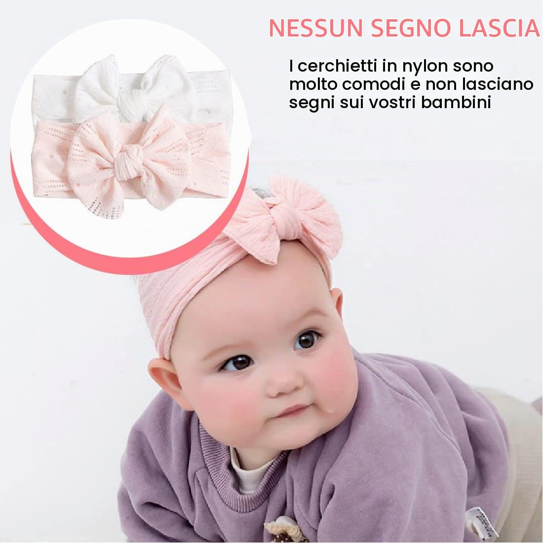 SJBAUTYO Fasce Capelli Neonata Nylon Fiocco 3 Pezzi Elastiche