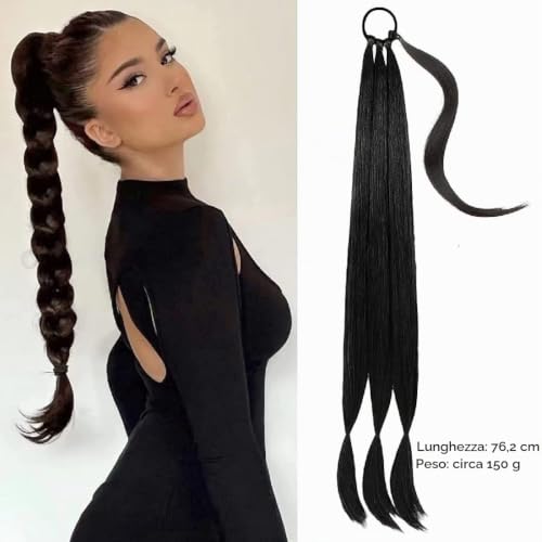 SJBAUTYO Extension Coda Cavallo Intrecciata 76 cm Nera