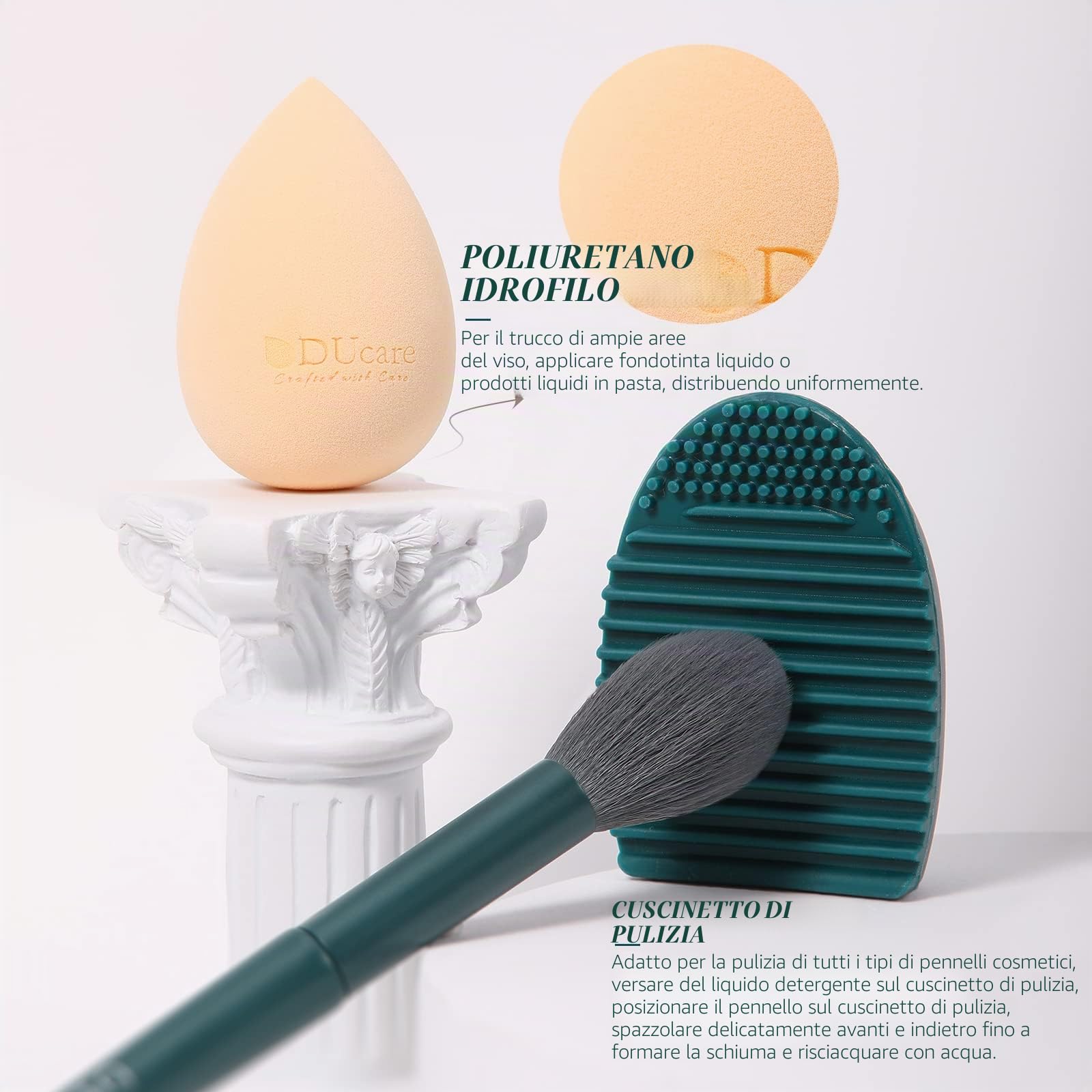 DUcare Set 17 pennelli trucco marrone con spugna