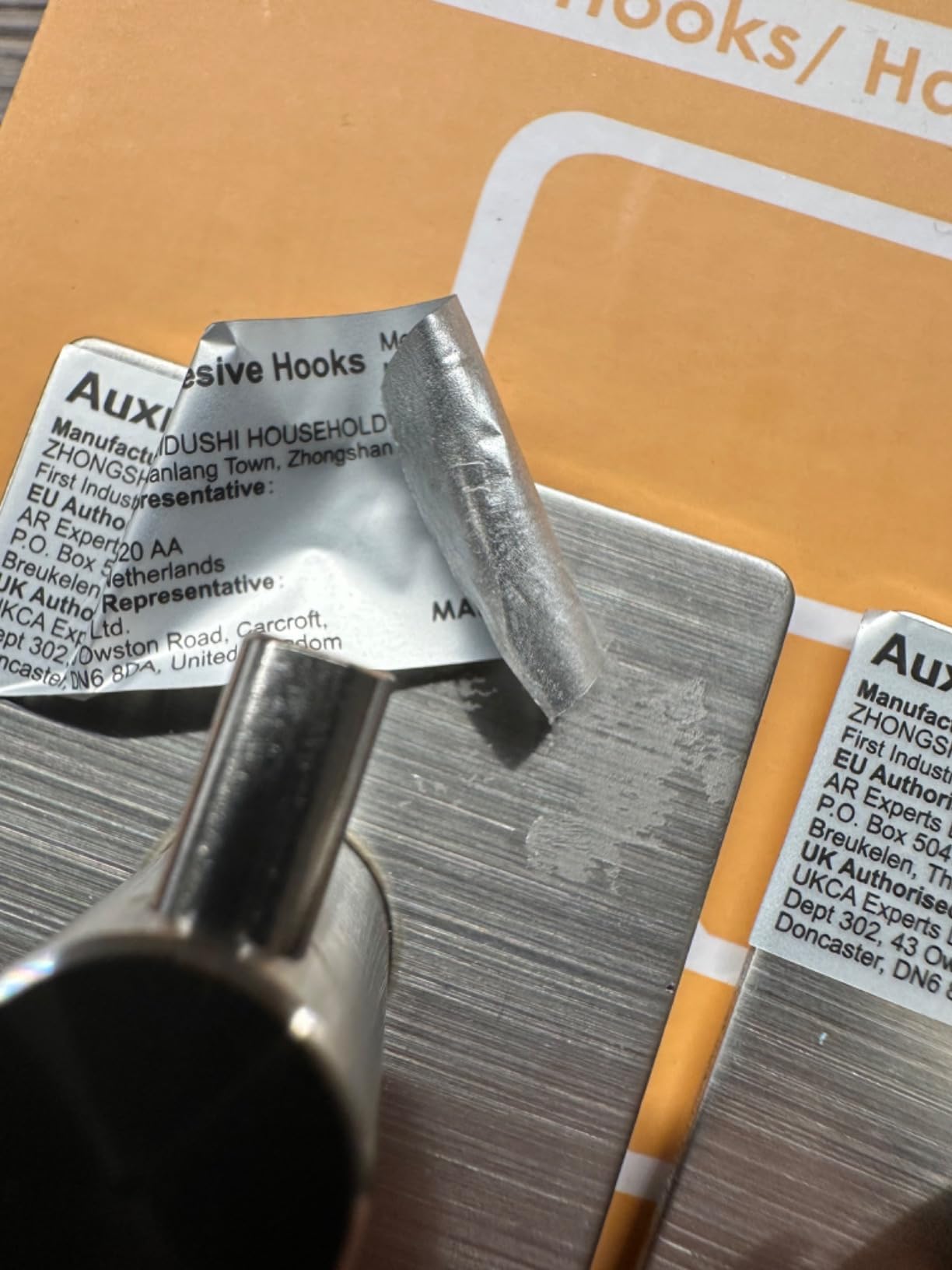 Auxmir Ganci Adesivi Argento-M 6 Pezzi Acciaio Inox