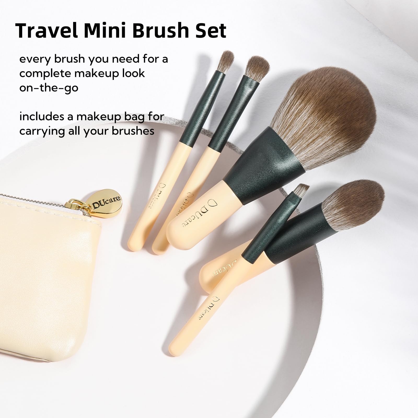 Ducare set pennelli trucco viaggio 5 pezzi mini con borsa
