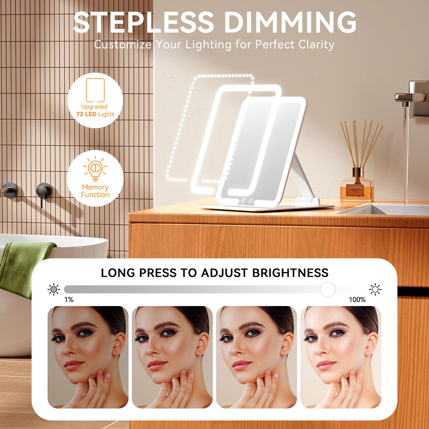 Auxmir Specchio Trucco Pieghevole Portatile LED 21x15,5 cm
