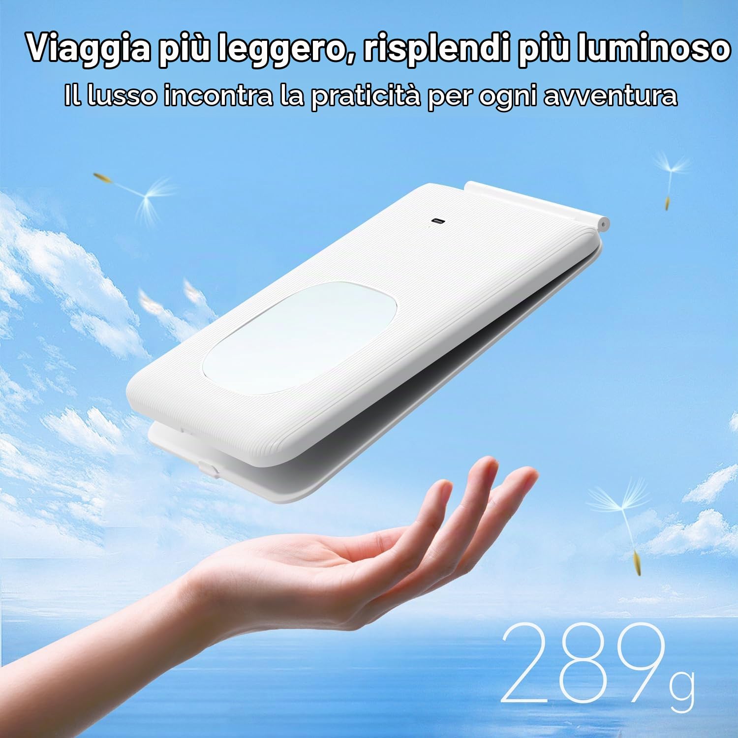 Auxmir specchio trucco con luci LED 10X pieghevole ricaricabile