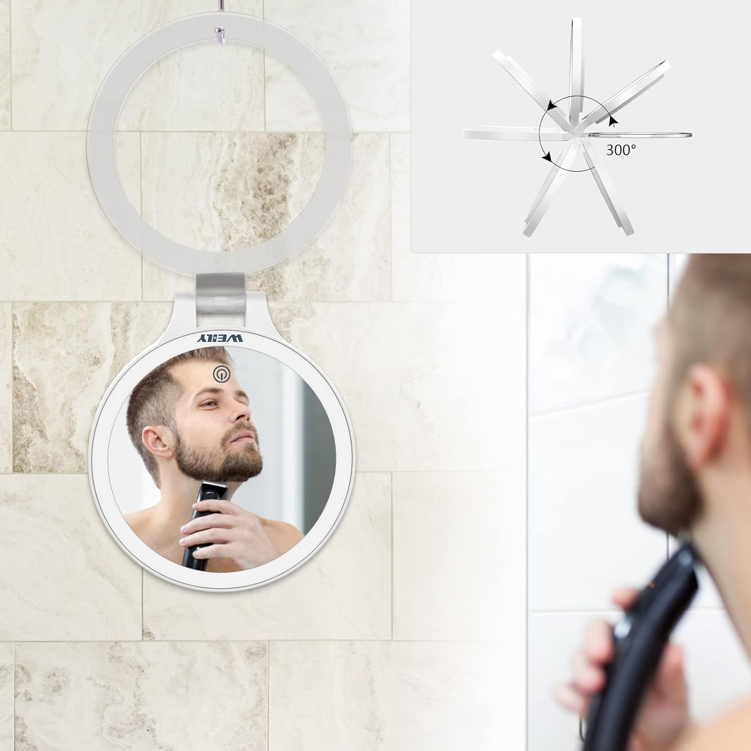 WEILY Specchio Trucco 10X/1X con Luci LED Doppio Lato Bianco