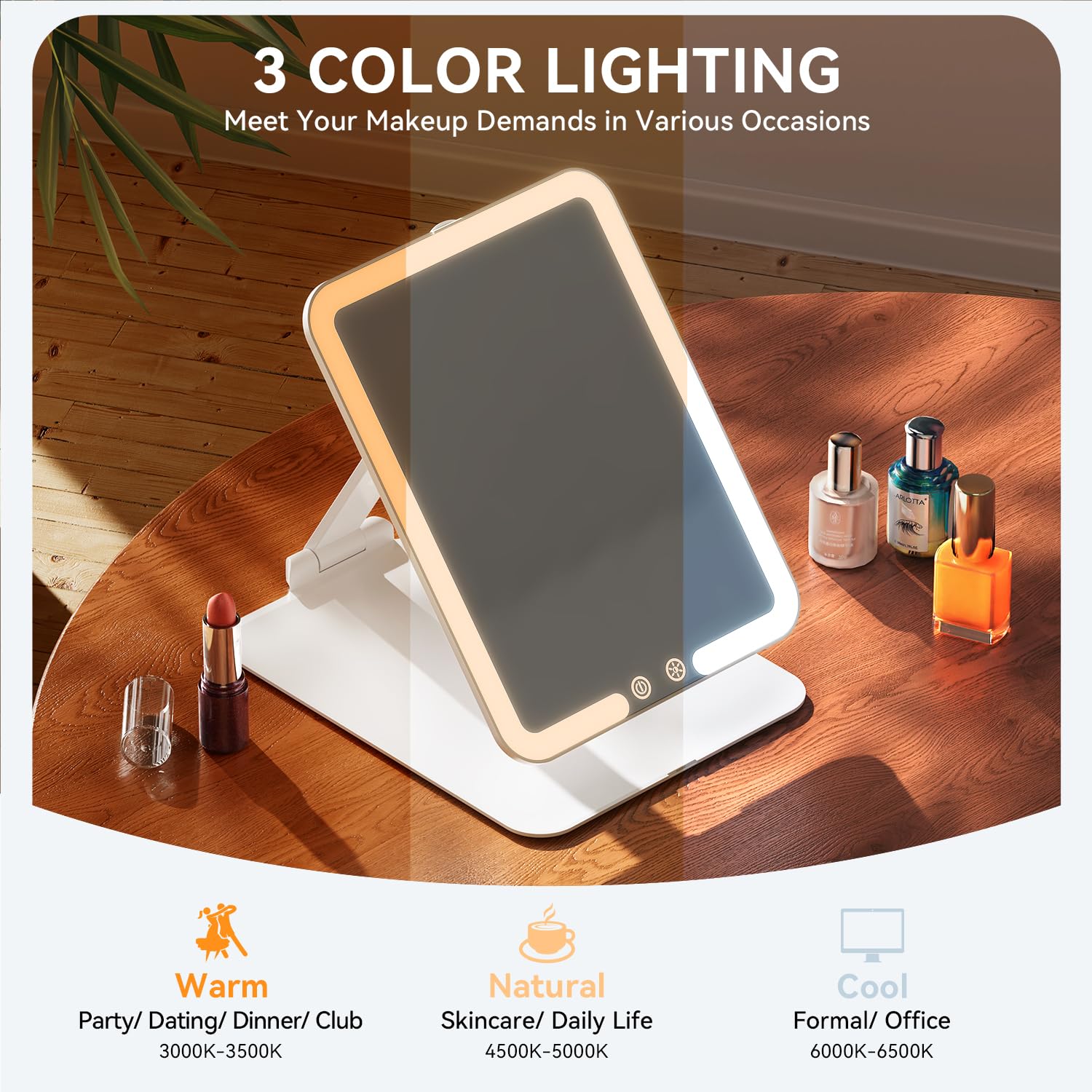 Auxmir Specchio Trucco Pieghevole Portatile LED 21x15,5 cm