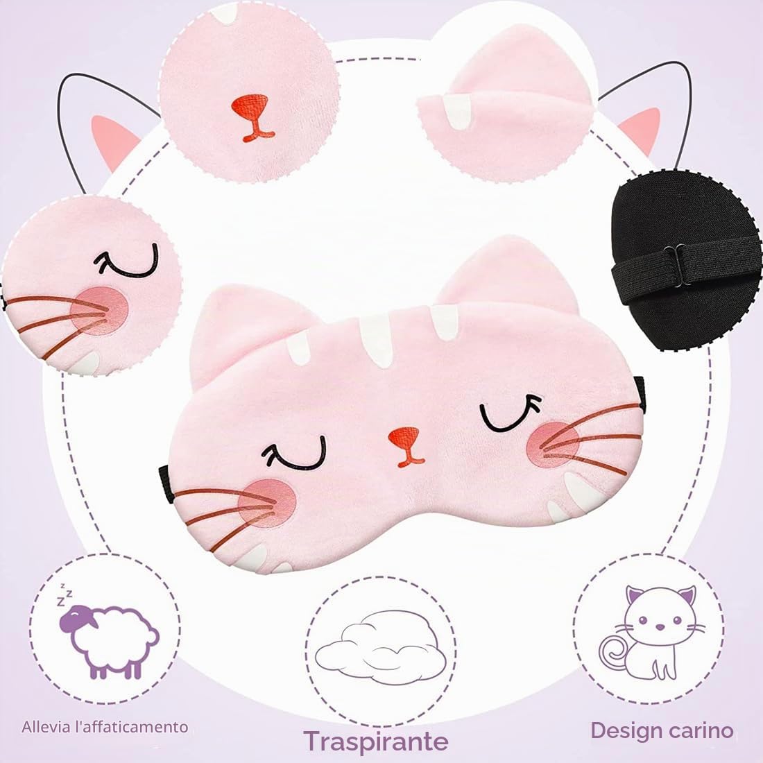 SJBAUTYO 2 Maschere Notte Animali Morbide Oscuranti