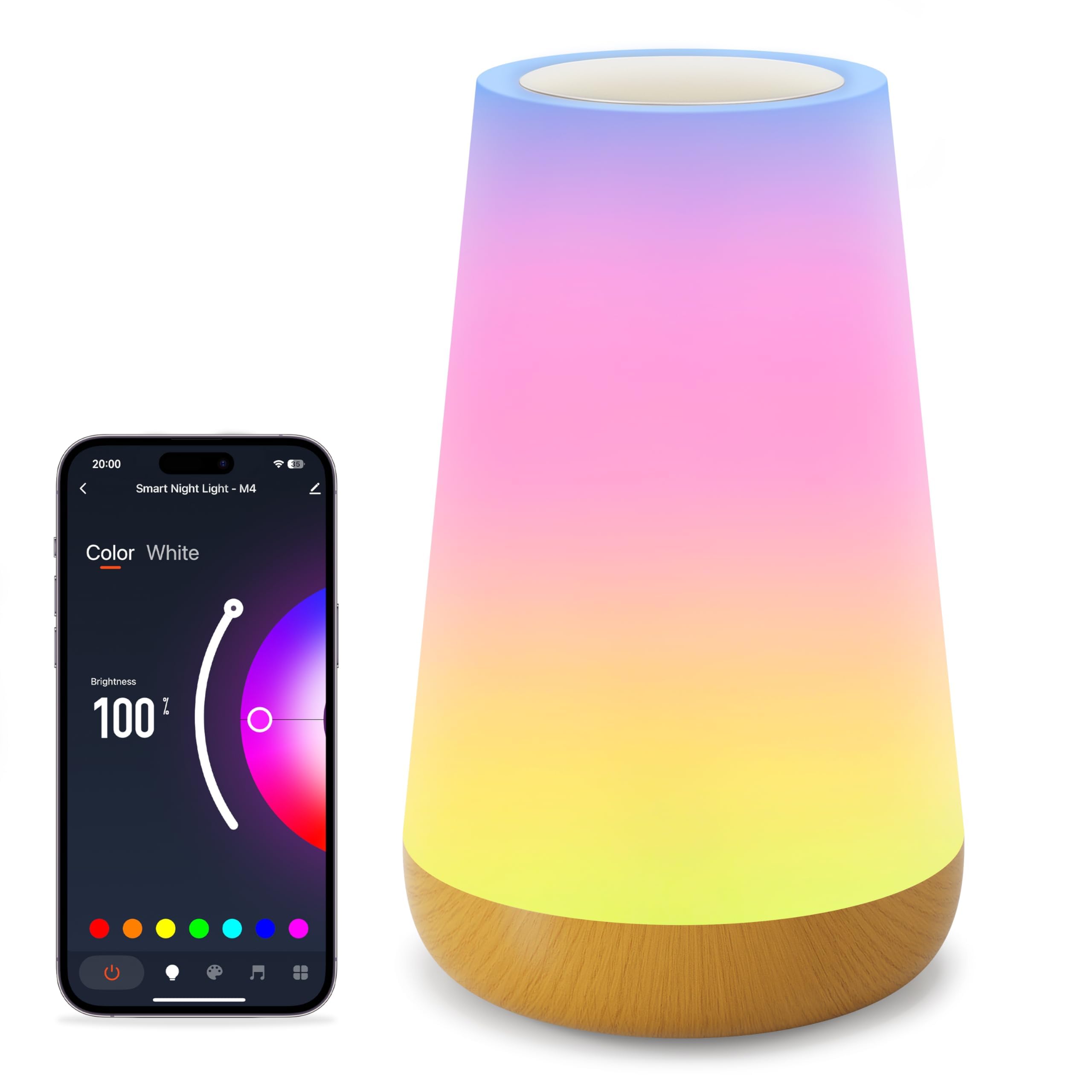 Auxmir Smart Lampada da Comodino WiFi Touch RGB 256 Colori