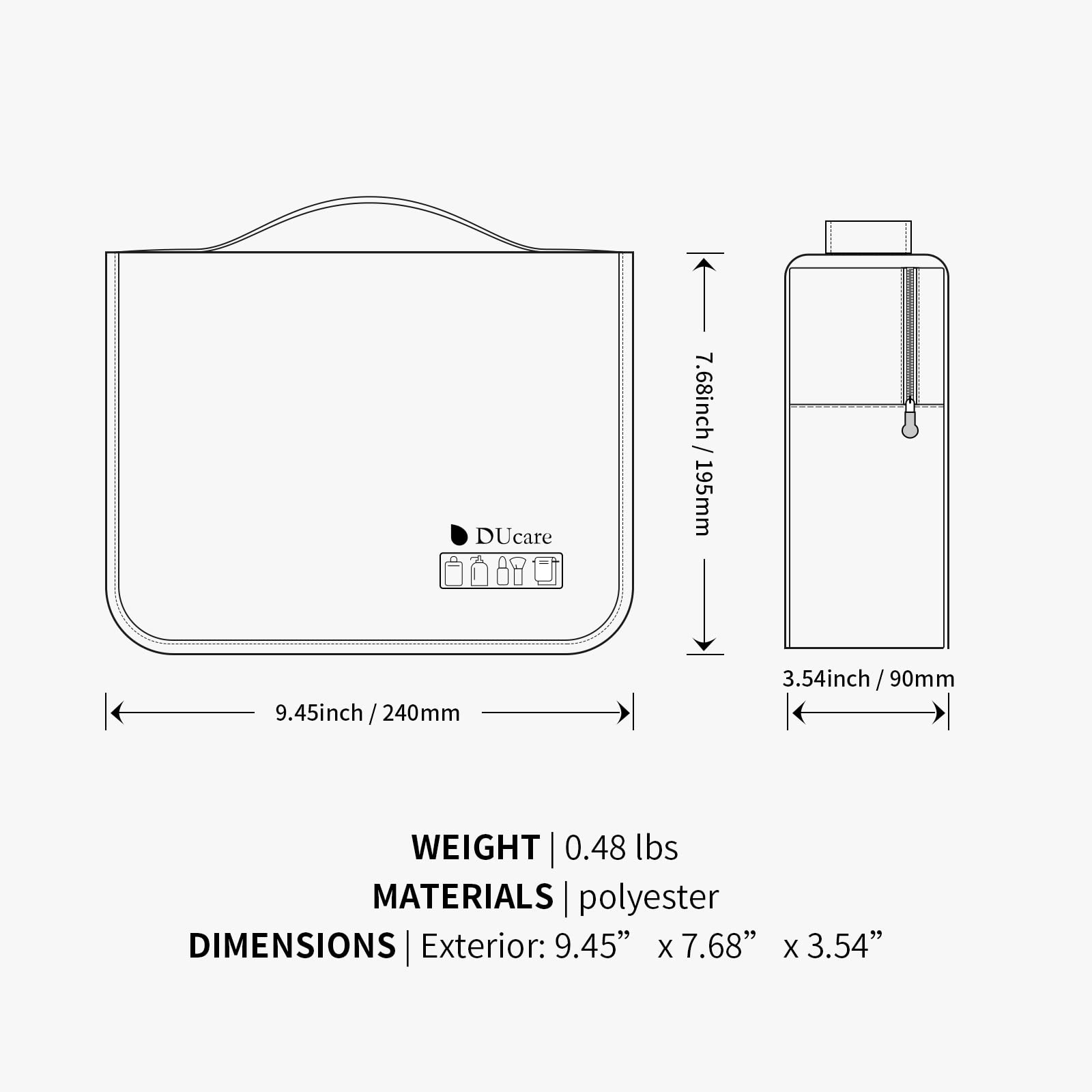 DUcare Borsa Cosmetica Viaggio Grigia Beauty Case