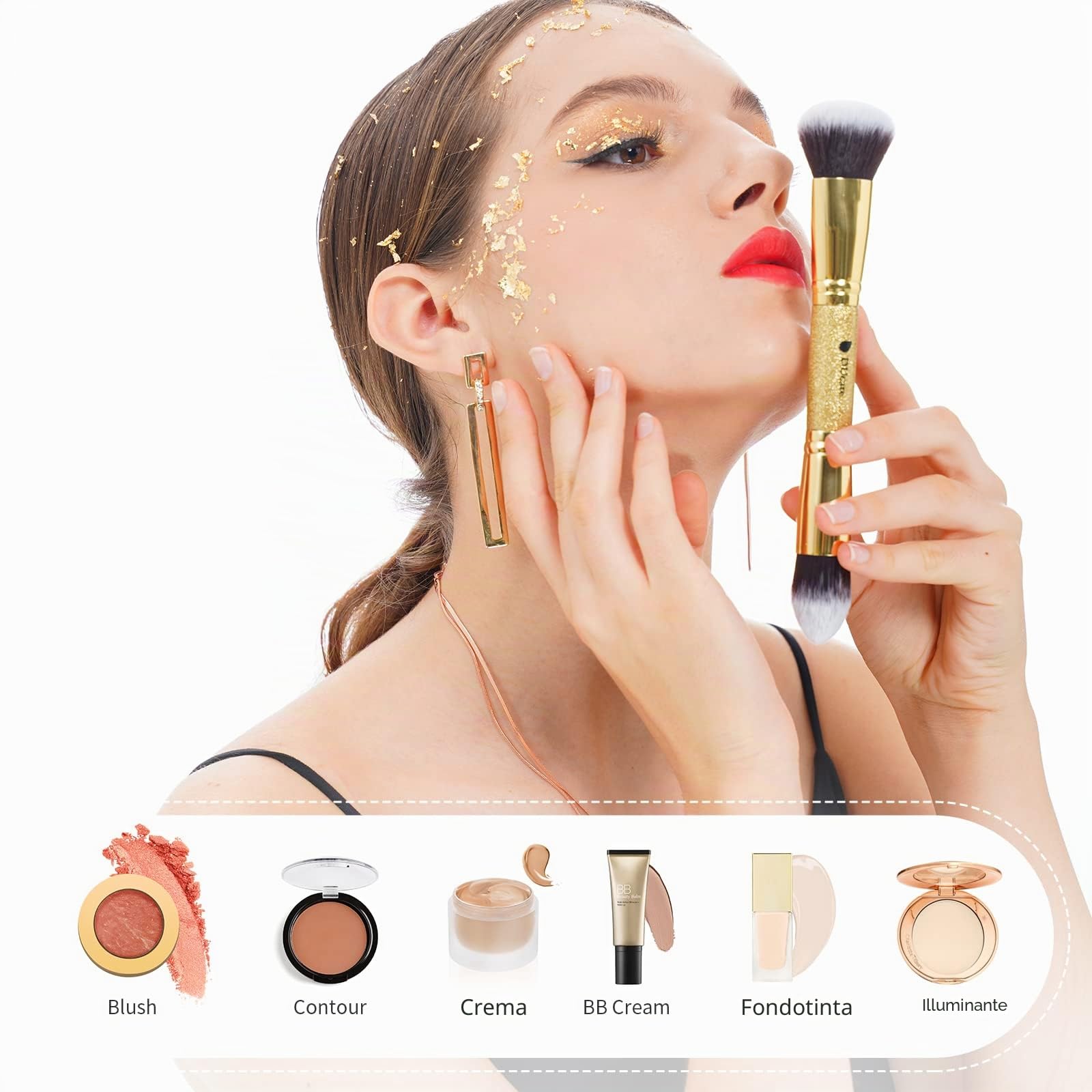 Ducare Pennello Fondotinta Doppia Testa 2 Pezzi Glitter