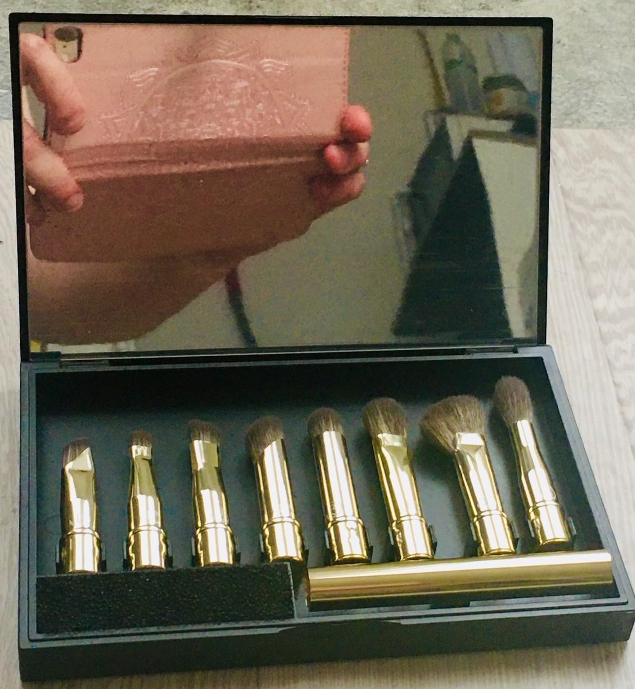 BEILI Set 8 Pennelli Trucco Viaggio Argento con Specchio