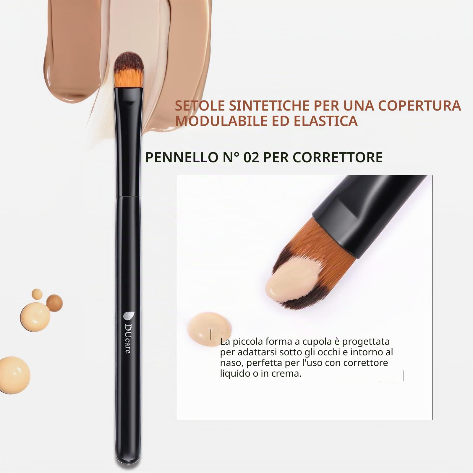 DUcare Pennelli Fondotinta e Correttore 2 Pezzi Marrone