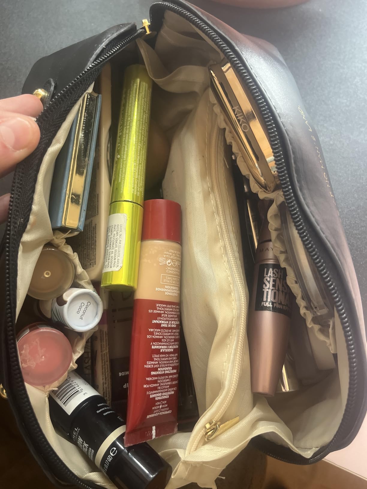 SJBAUTYO Essentials Borsa Cosmetica Marrone Pelle PU