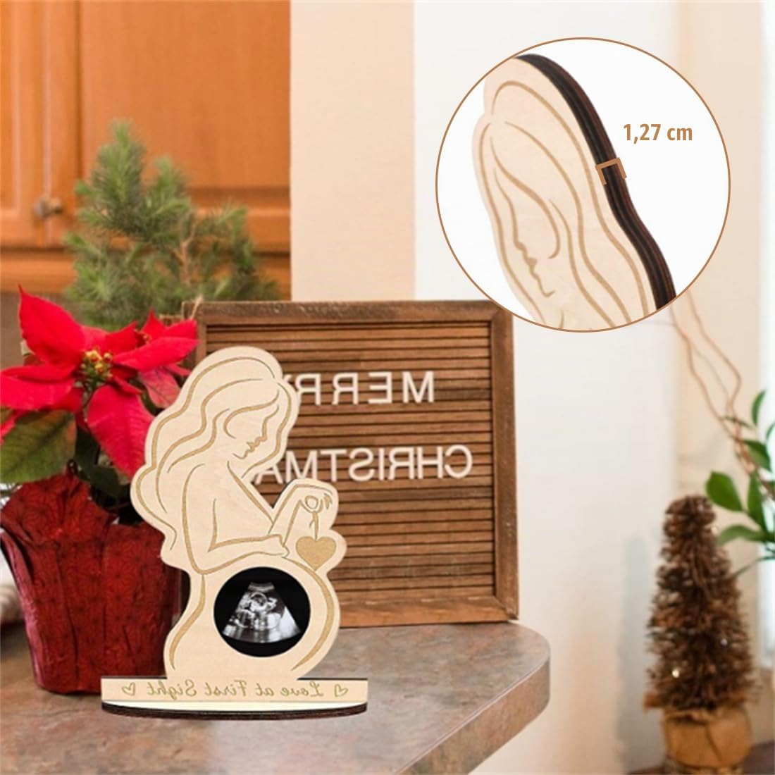 SJBAUTYO Cornice Legno Ecografia Cuore Regalo Maternità