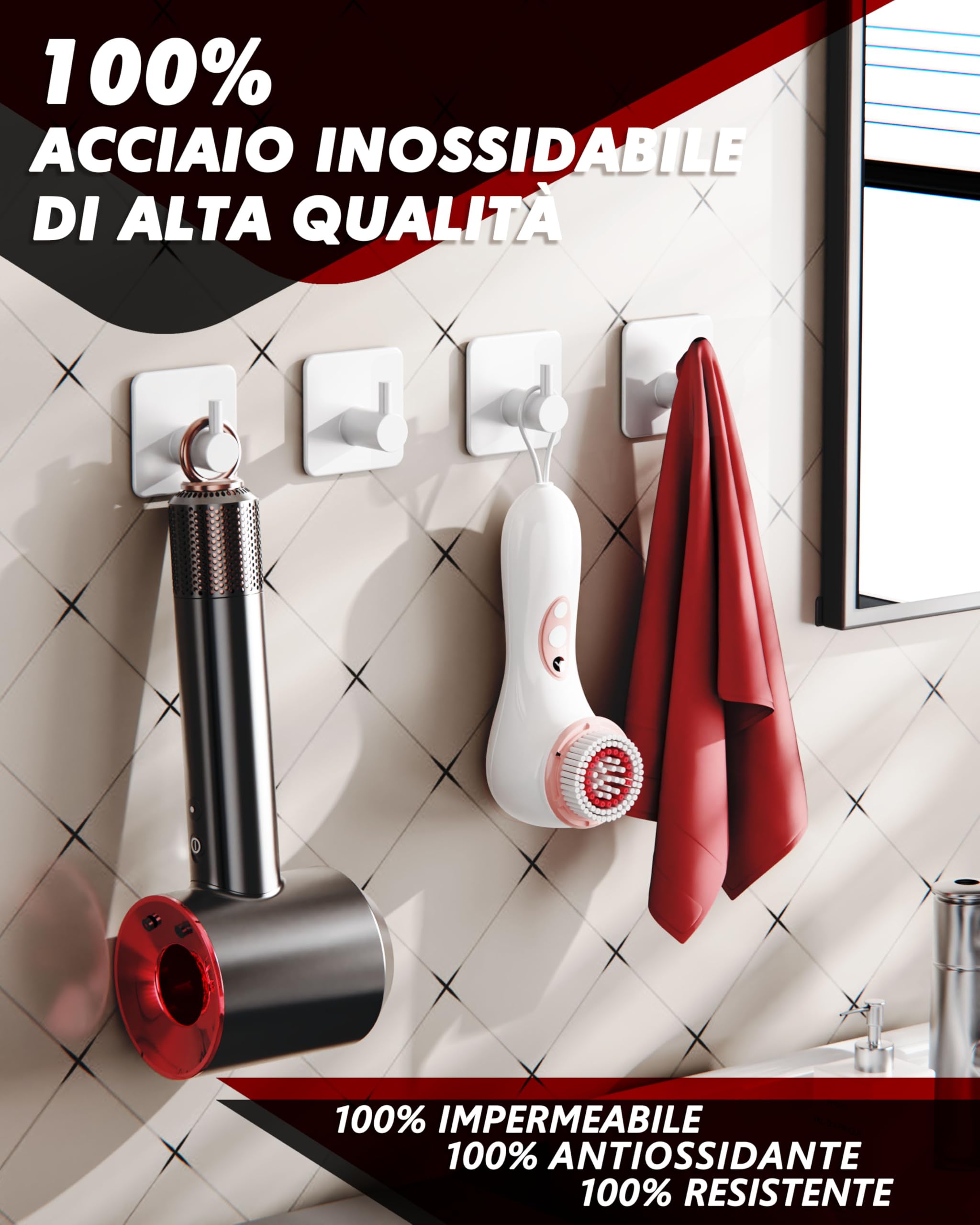 Auxmir Ganci Adesivi Acciaio Inox Oro Impermeabili