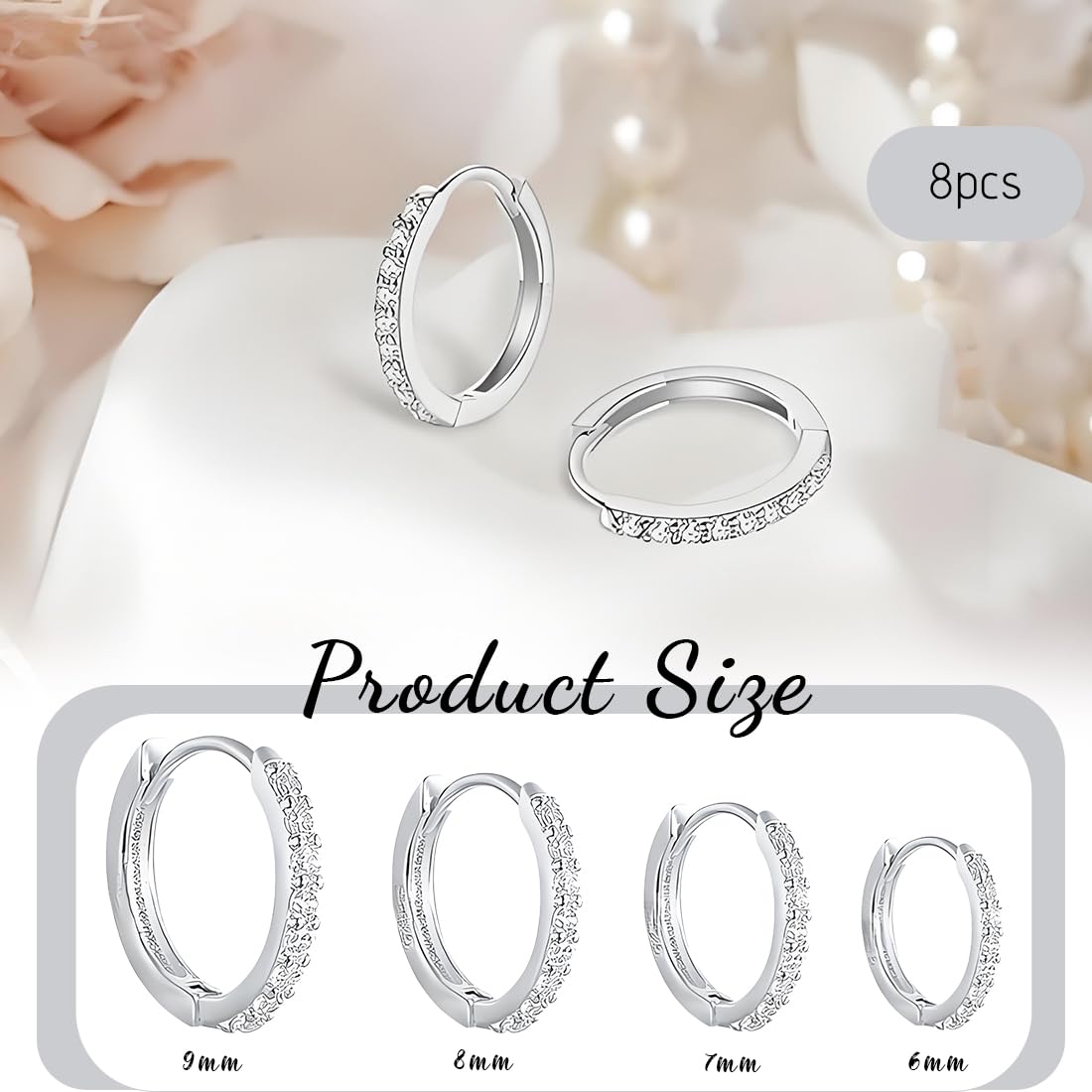 SJBAUTYO Orecchini Cerchio Argento 4 Paia Acciaio Zirconia