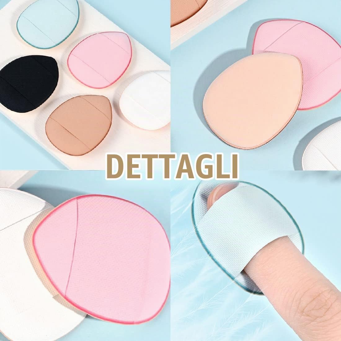 SJBAUTYO Set 7 Puff Cipria spugnette trucco mini dita