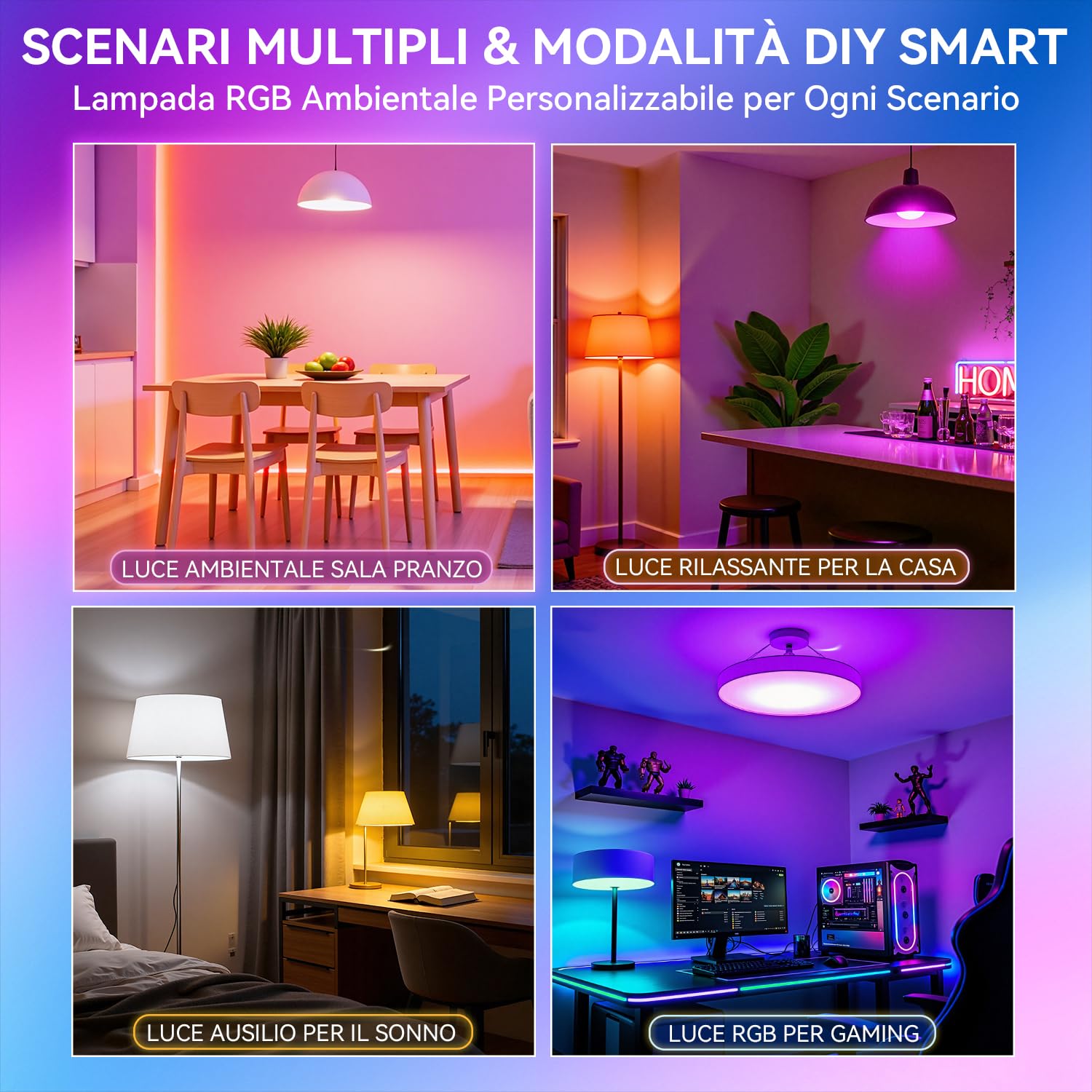 Auxmir Lampadine Smart LED E27 RGB 6 Pezzi Dimmerabili