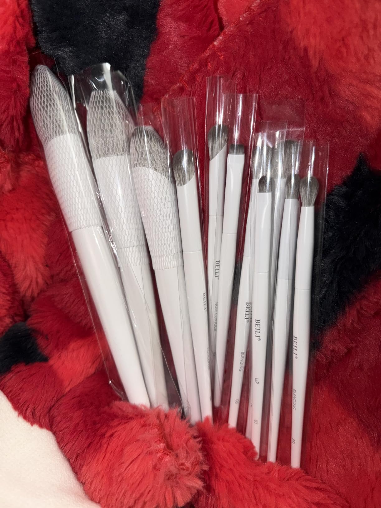BEILI Set Pennelli Trucco 12 Pezzi Bianchi Vegani