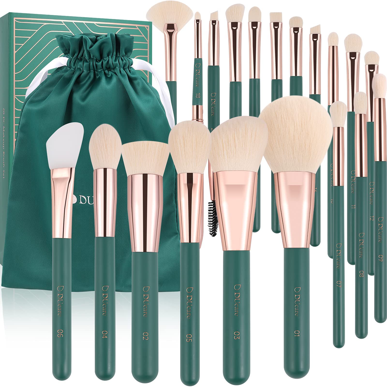 DUcare Set 20 Pennelli Trucco Nero Kabuki Vegano