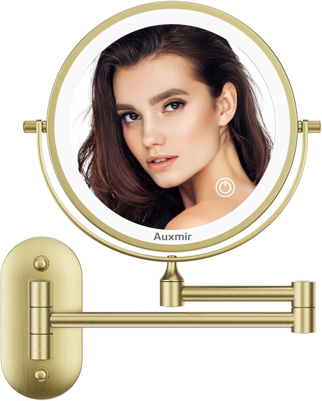 Auxmir Specchio Trucco Parete 10X Oro 54 LED Ricaricabile