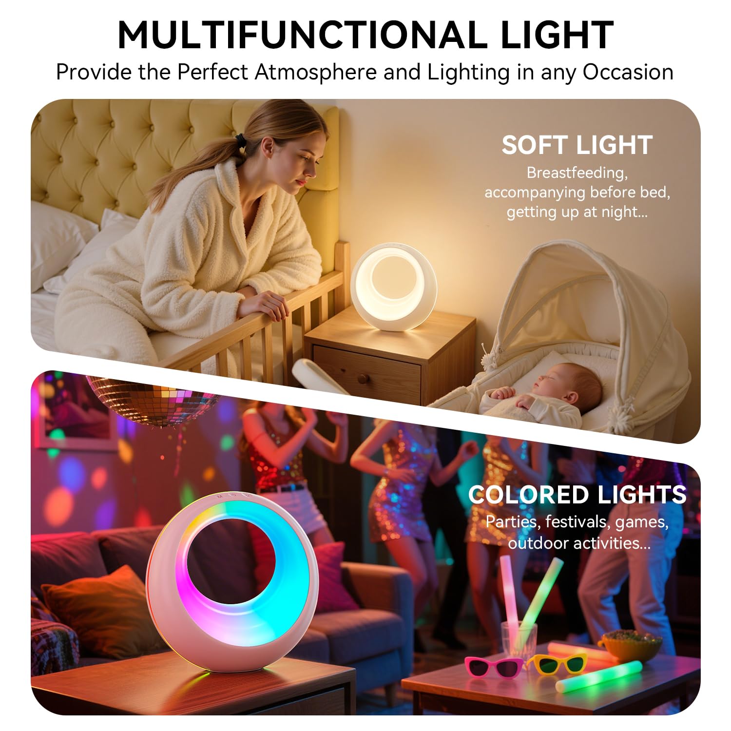 Auxmir Luce Notturna lampada comodino touch RGB 2000mAh