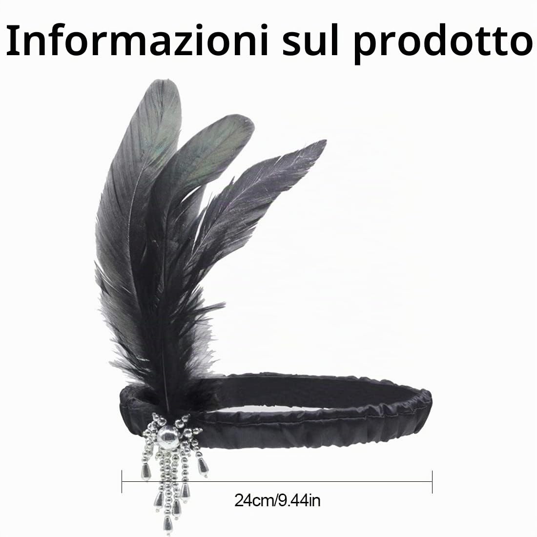 SJBAUTYO Set Fascia Anni 20 con Guanti Neri 2 Pezzi