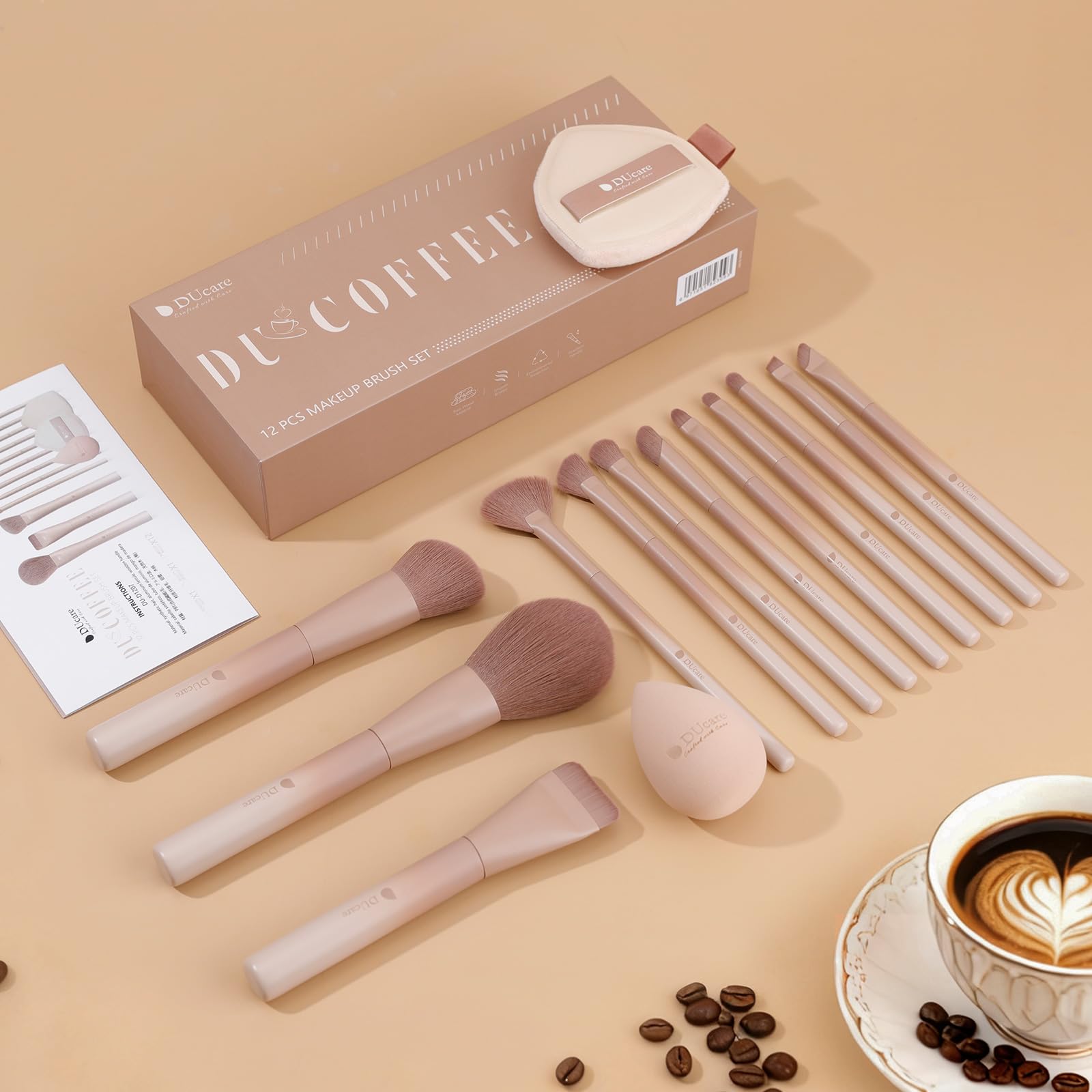 DUcare Set Pennelli Trucco 14 Pezzi Fibre Sintetiche