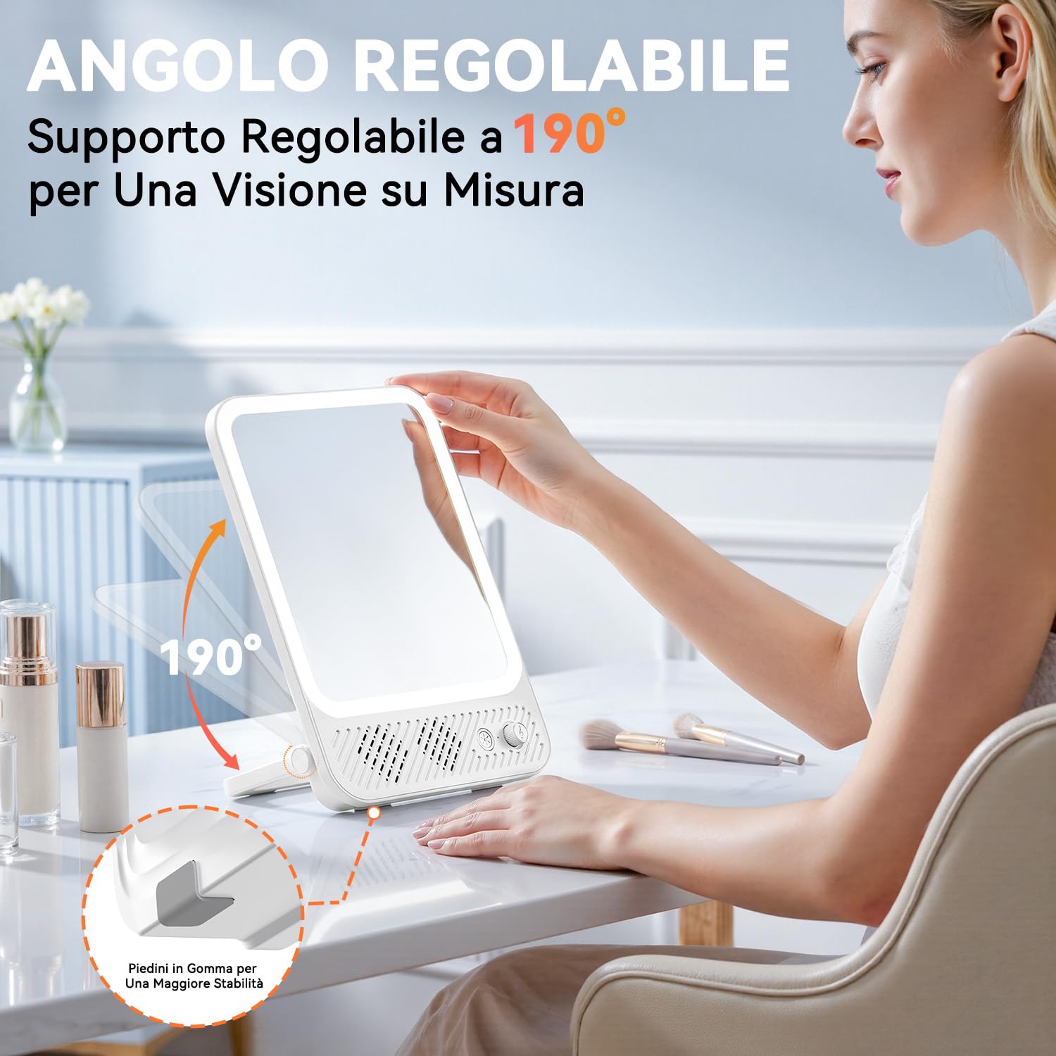 Auxmir Specchio Trucco LED Ricaricabile 4000mAh