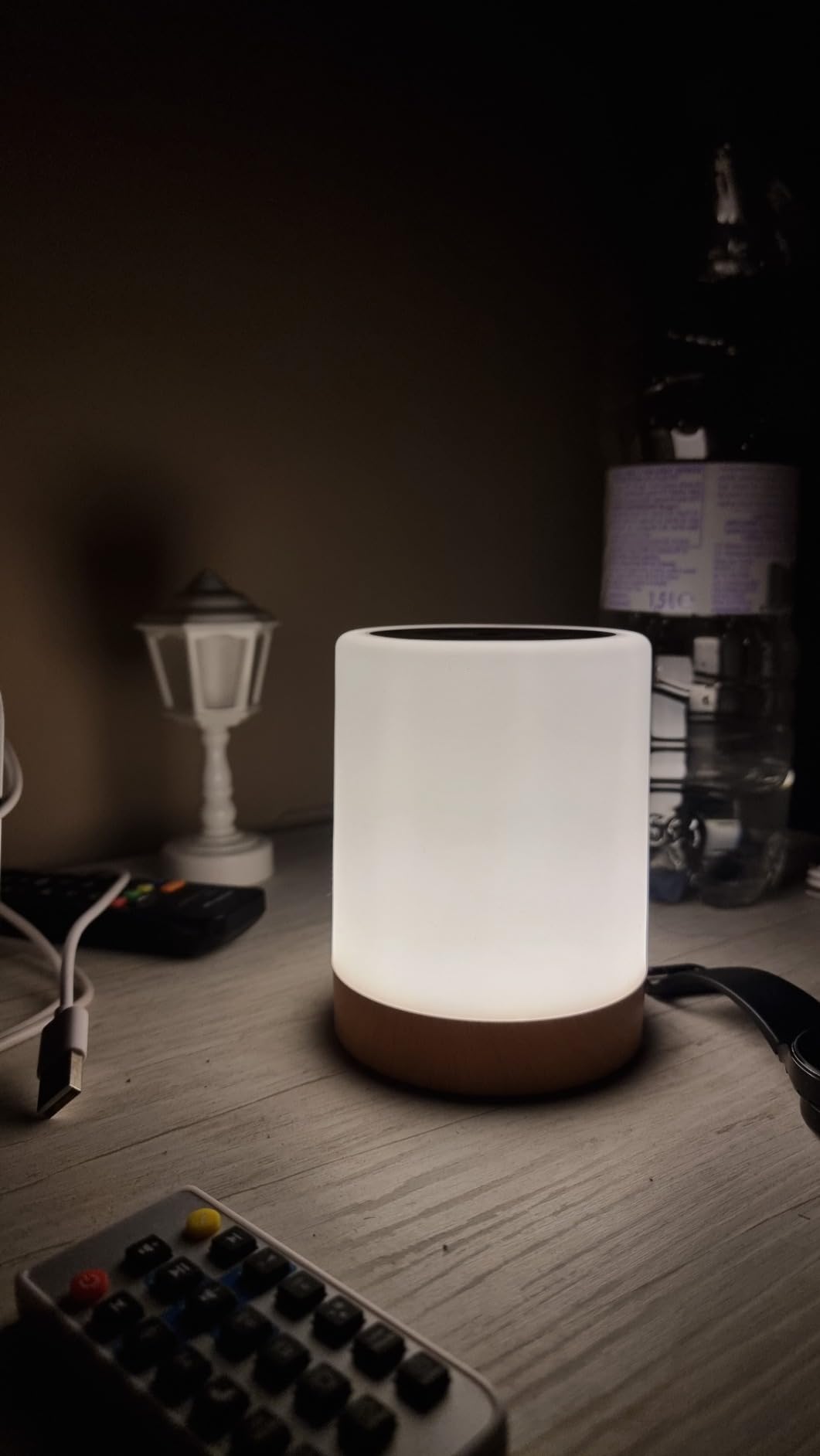 Auxmir Lampada da Comodino LED Touch Marrone 3000mAh