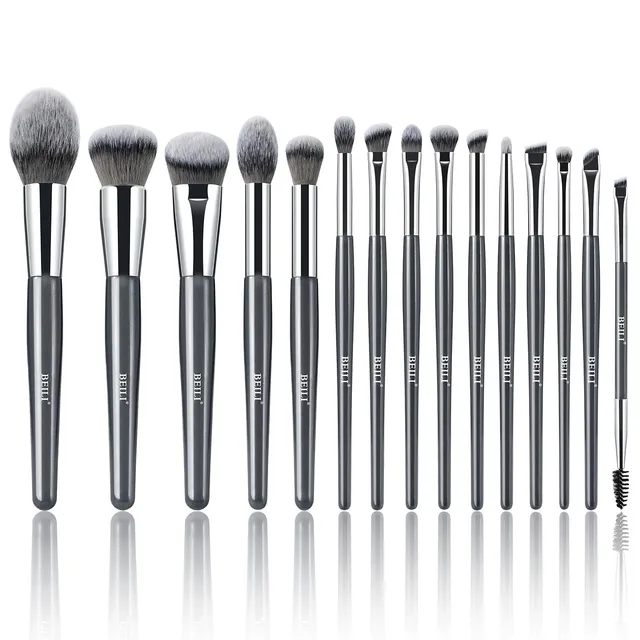 BEILI Set Pennelli Trucco 15 Pezzi Vegani Grigi