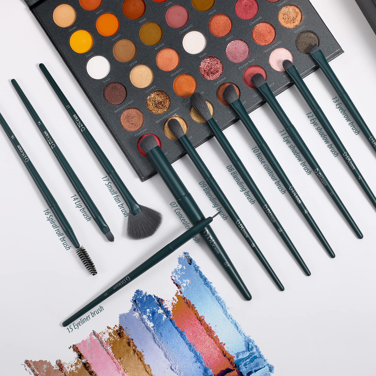 DUcare Set 17 pennelli trucco marrone con spugna