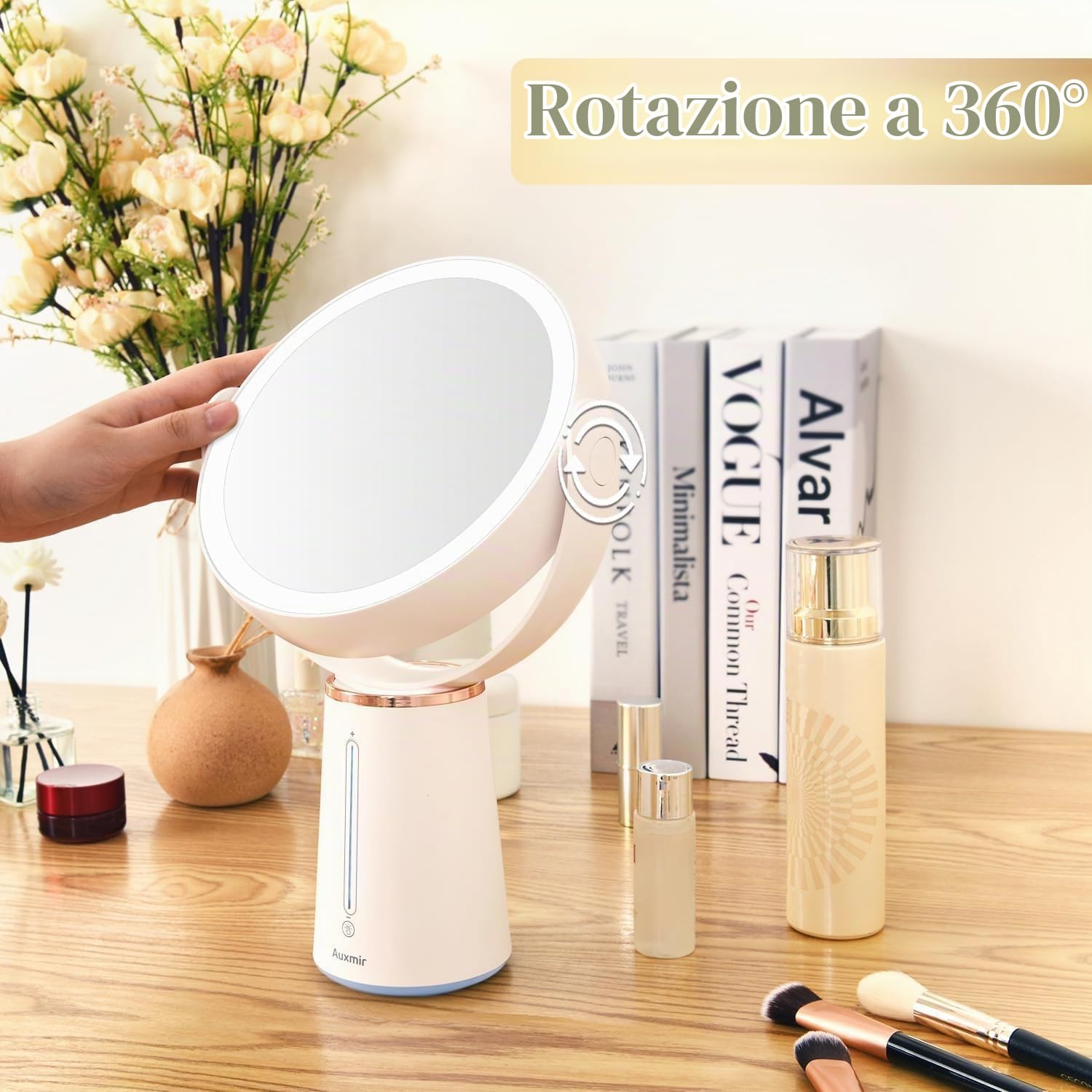 Auxmir Specchio Trucco 1X/10X Specchio da Tavolo Bifacciale LED