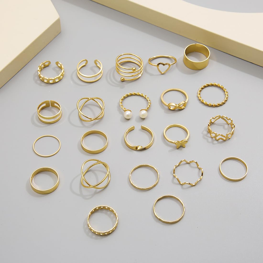 SJBAUTYO Set 22 Anelli Donna impilabili vintage oro