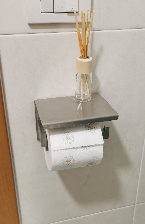 Auxmir Porta Carta Igienica Acciaio Nero 2 Pezzi Adesivo