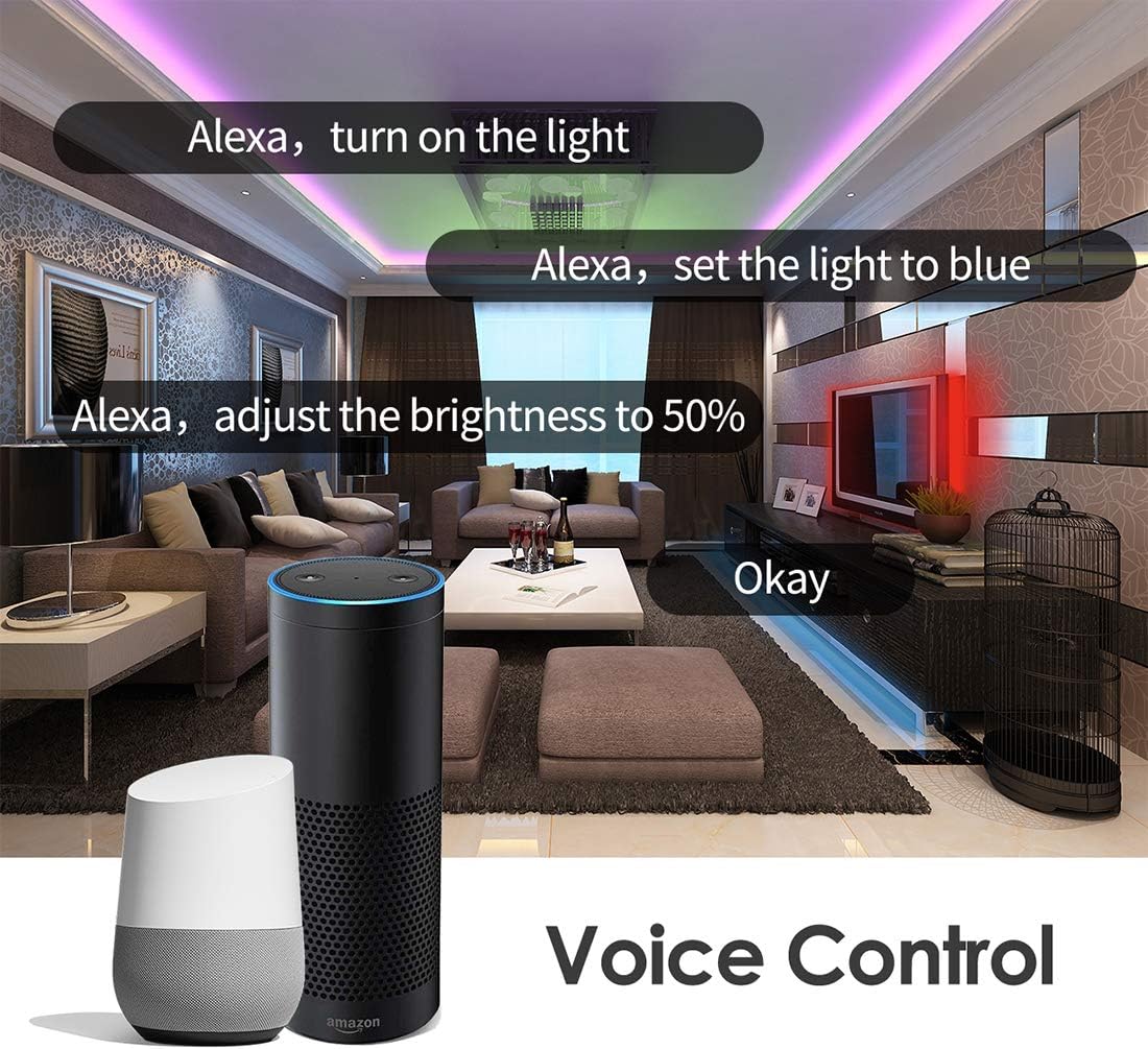 Weily Striscia LED WiFi RGB 15m musicale con app e voce 5050
