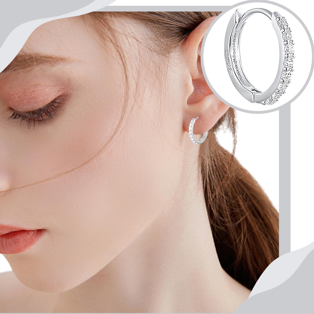 SJBAUTYO Orecchini Cerchio Argento 4 Paia Acciaio Zirconia