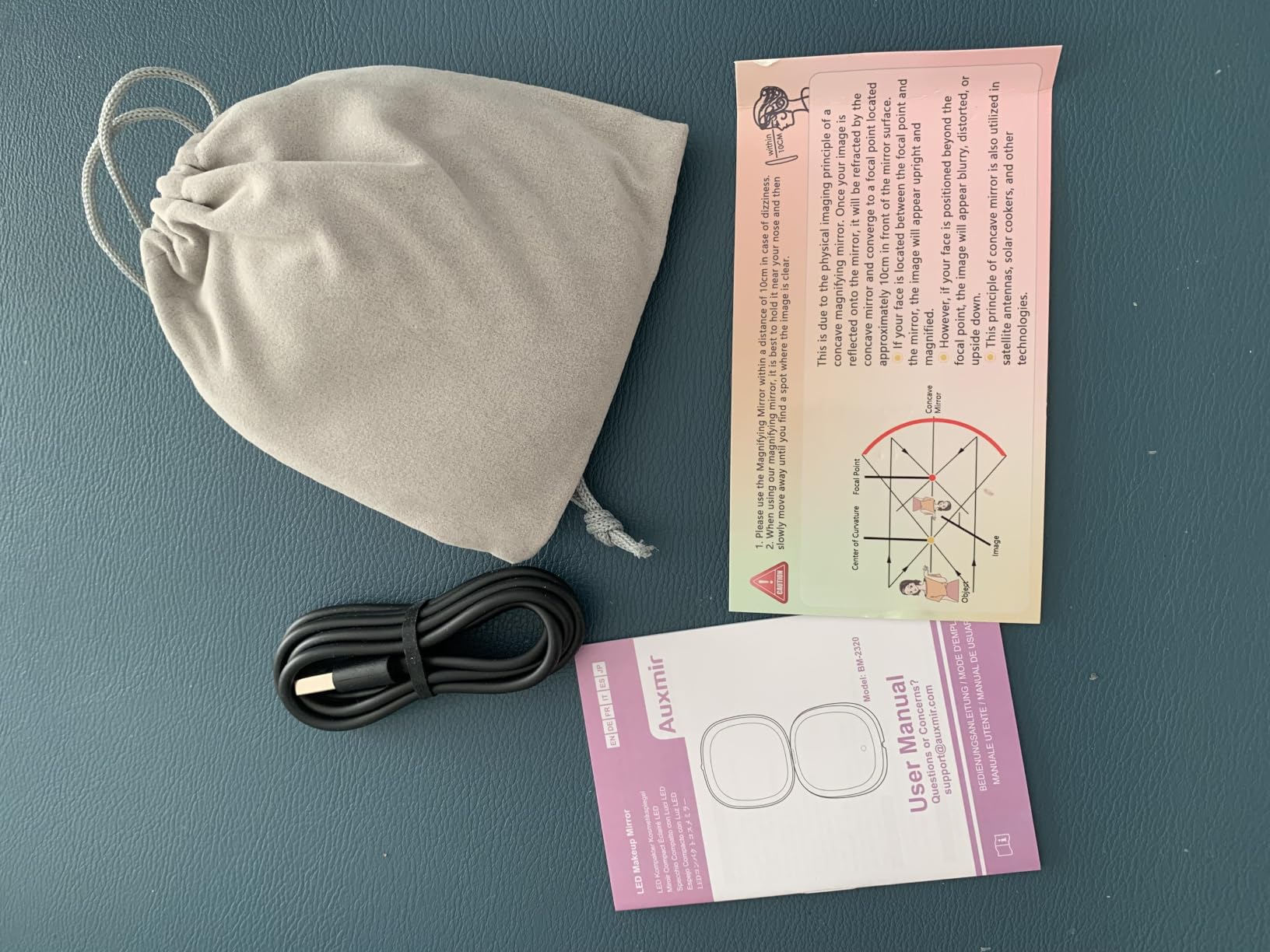Auxmir Specchio Borsetta LED 1X/30X Nero Ricaricabile