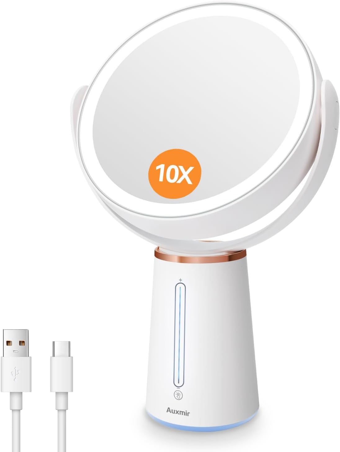 Auxmir Specchio Trucco 1X/10X Specchio da Tavolo Bifacciale LED
