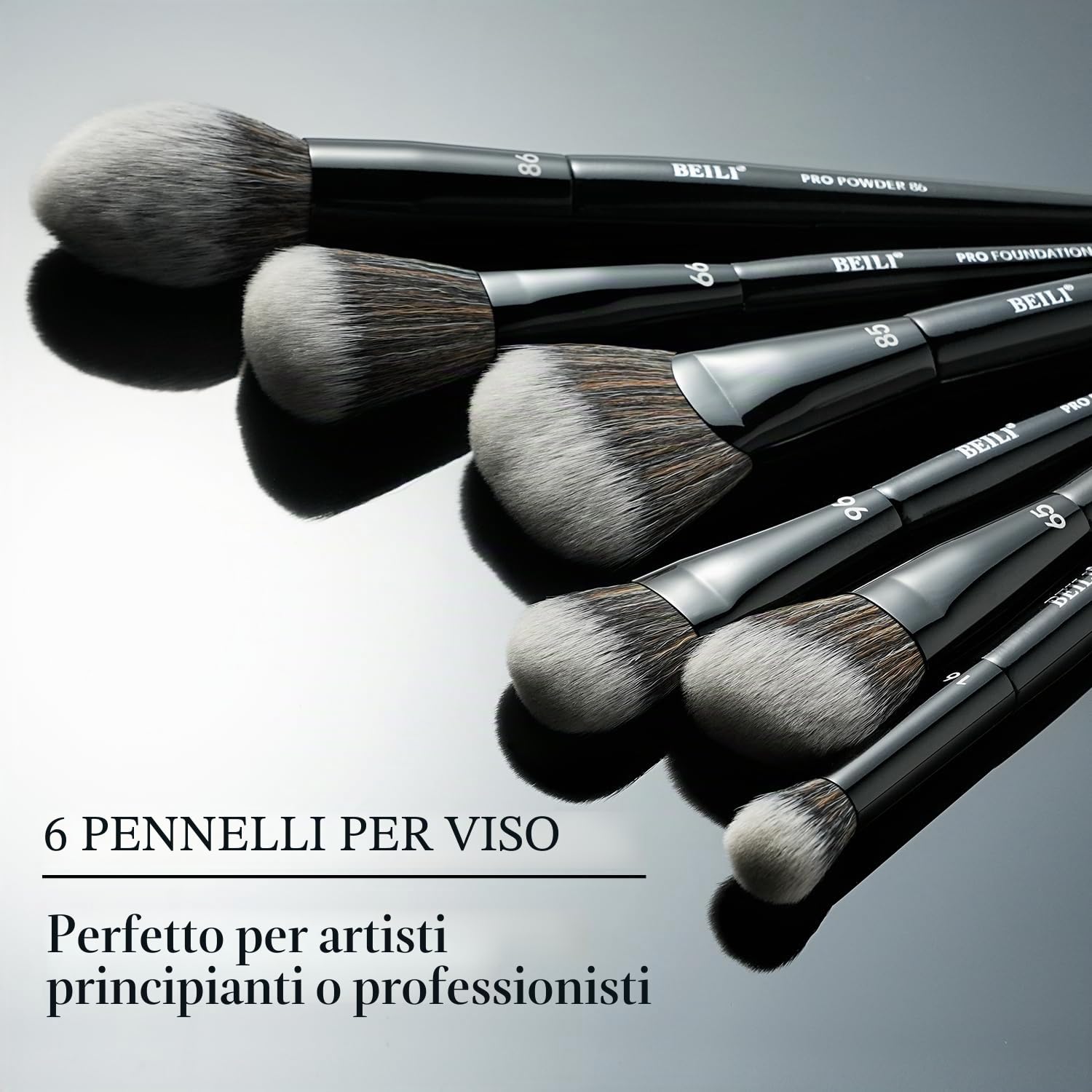 BEILI Set 14 Pennelli Trucco Vegani Neri Viso e Occhi