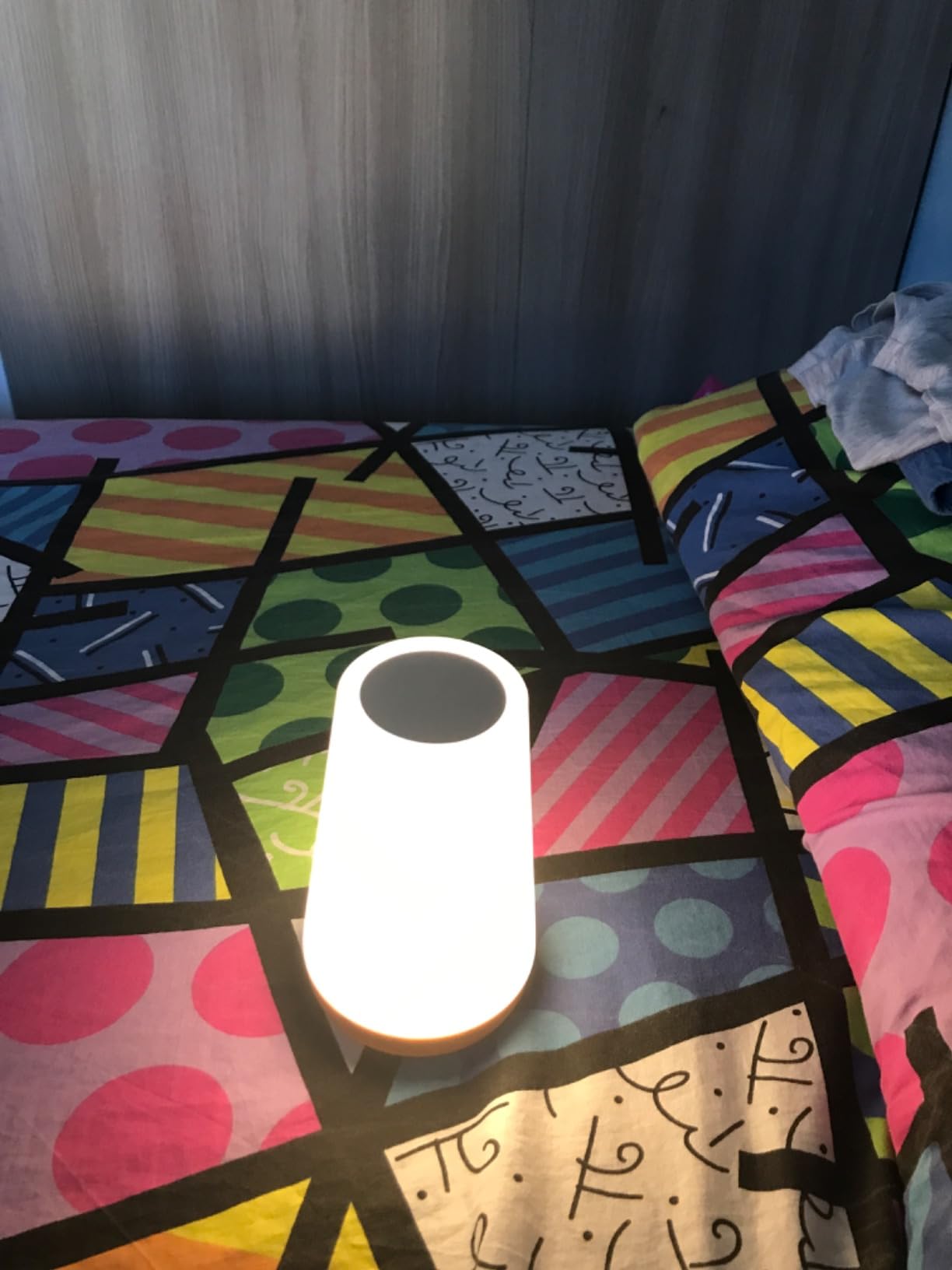 Auxmir Lampada da Comodino Touch Marrone LED RGB Ricaricabile