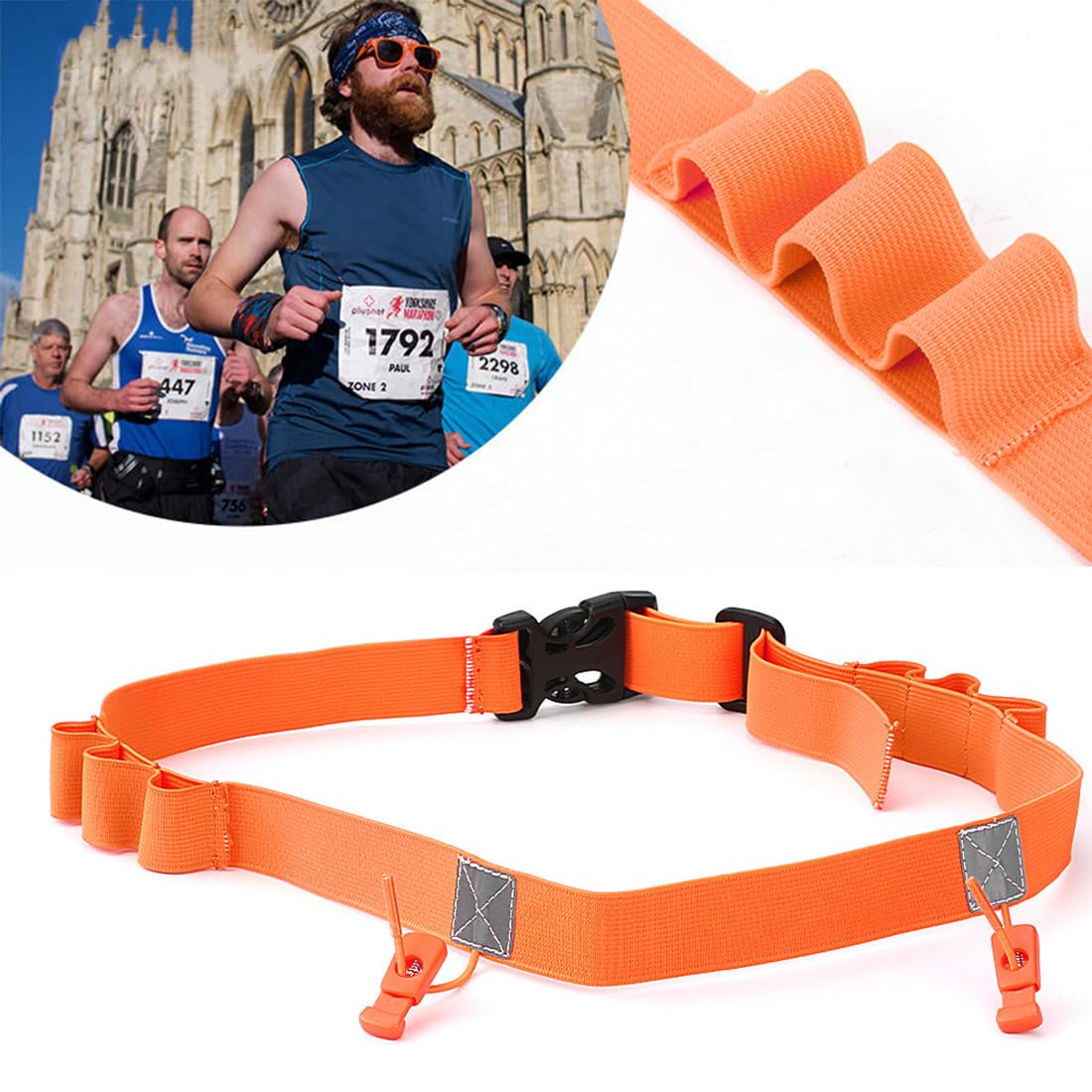 SJBAUTYO Cintura Portanumero Running Arancione Regolabile