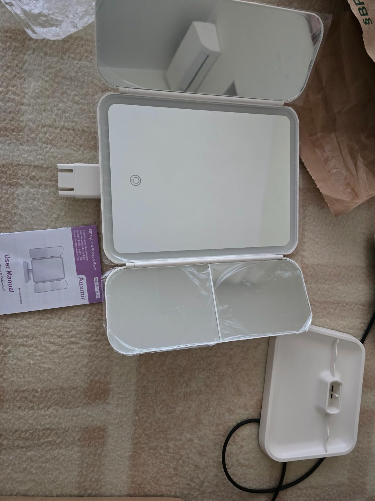 Auxmir Specchio Trucco 52 LED 1X/2X/3X Ricaricabile USB-C