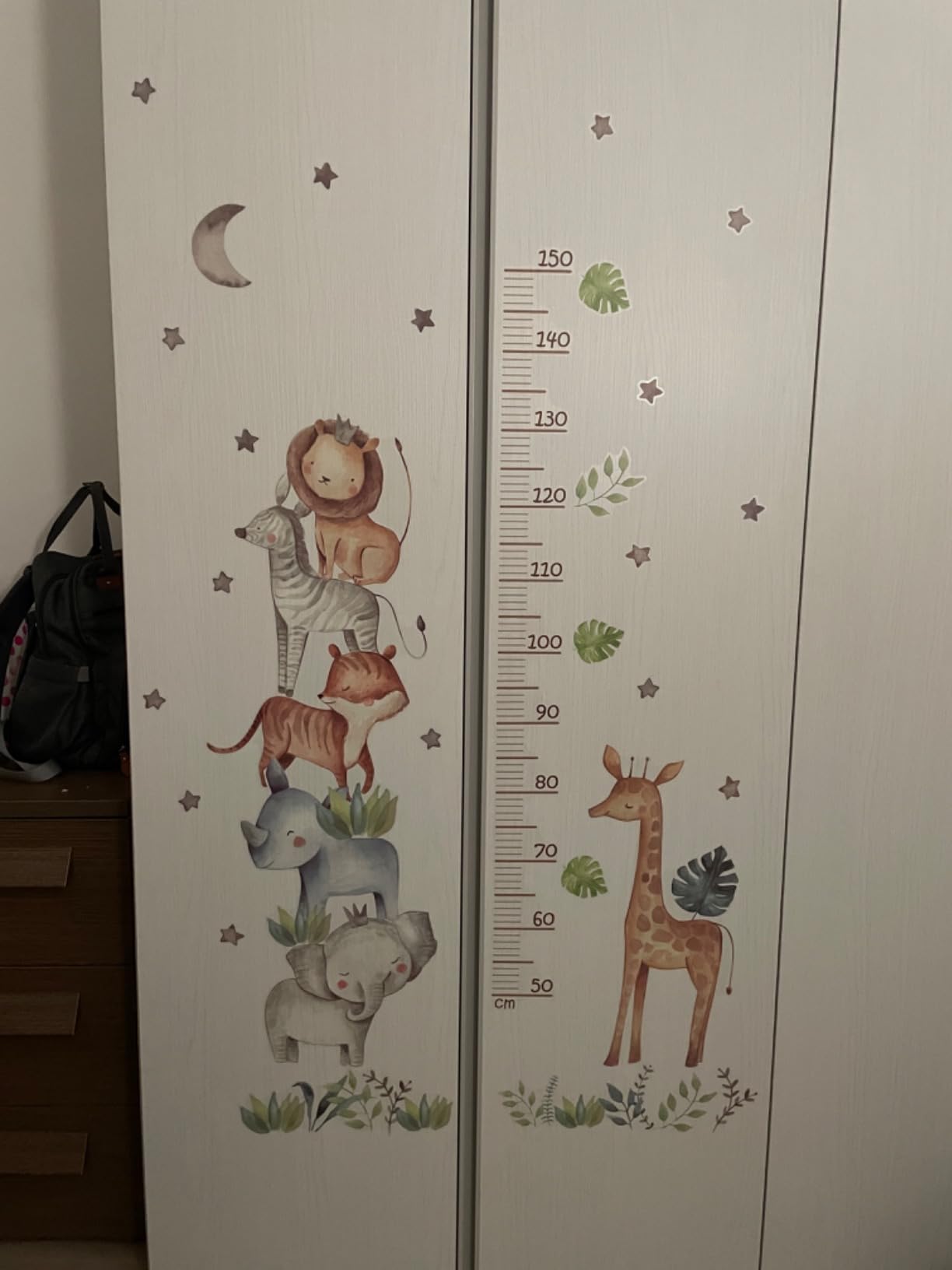 SJBAUTYO Metro Altezza Bambini adesivo animali 112x62cm