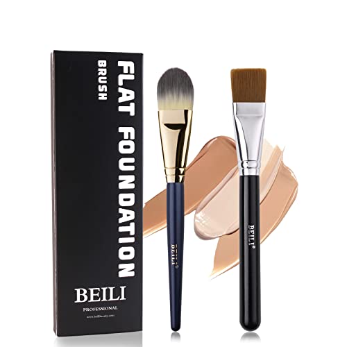 BEILI Set 2 Pennelli Fondotinta Piatto Legno