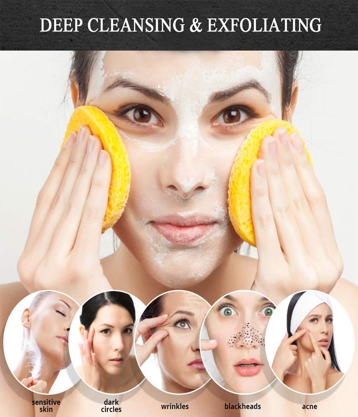 SJBAUTYO Spugne Viso Cellulosa 3 Pezzi Riutilizzabili