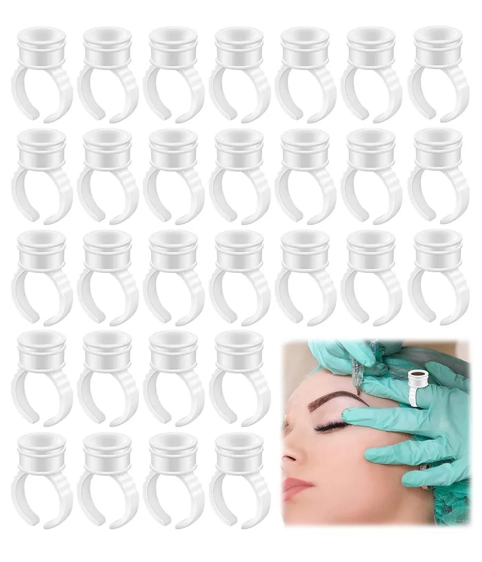 SJBAUTYO Anelli Inchiostro Tatuaggio 100 Pezzi Bianchi Silicone