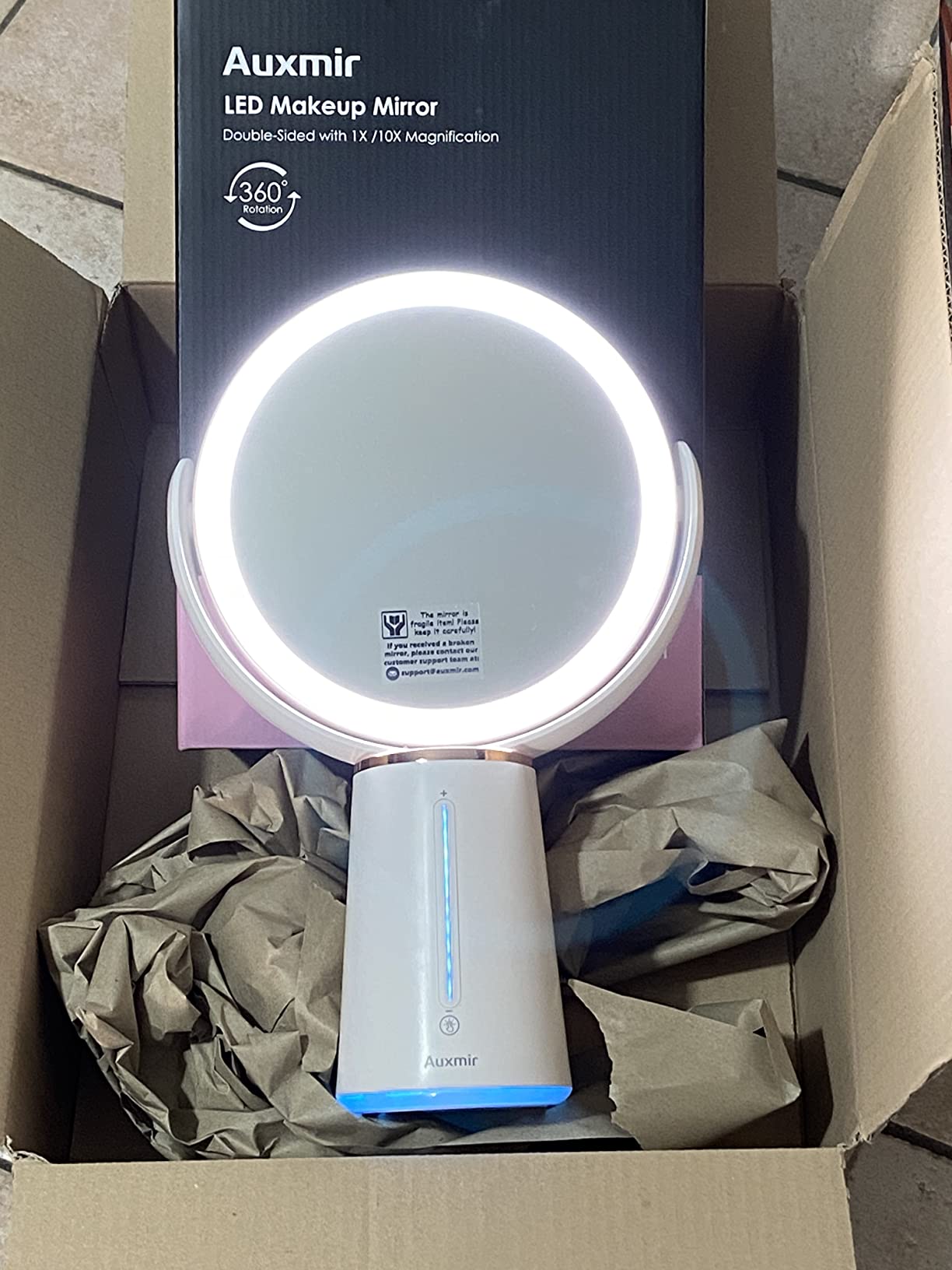 Auxmir Specchio Trucco 1X/10X Specchio da Tavolo Bifacciale LED