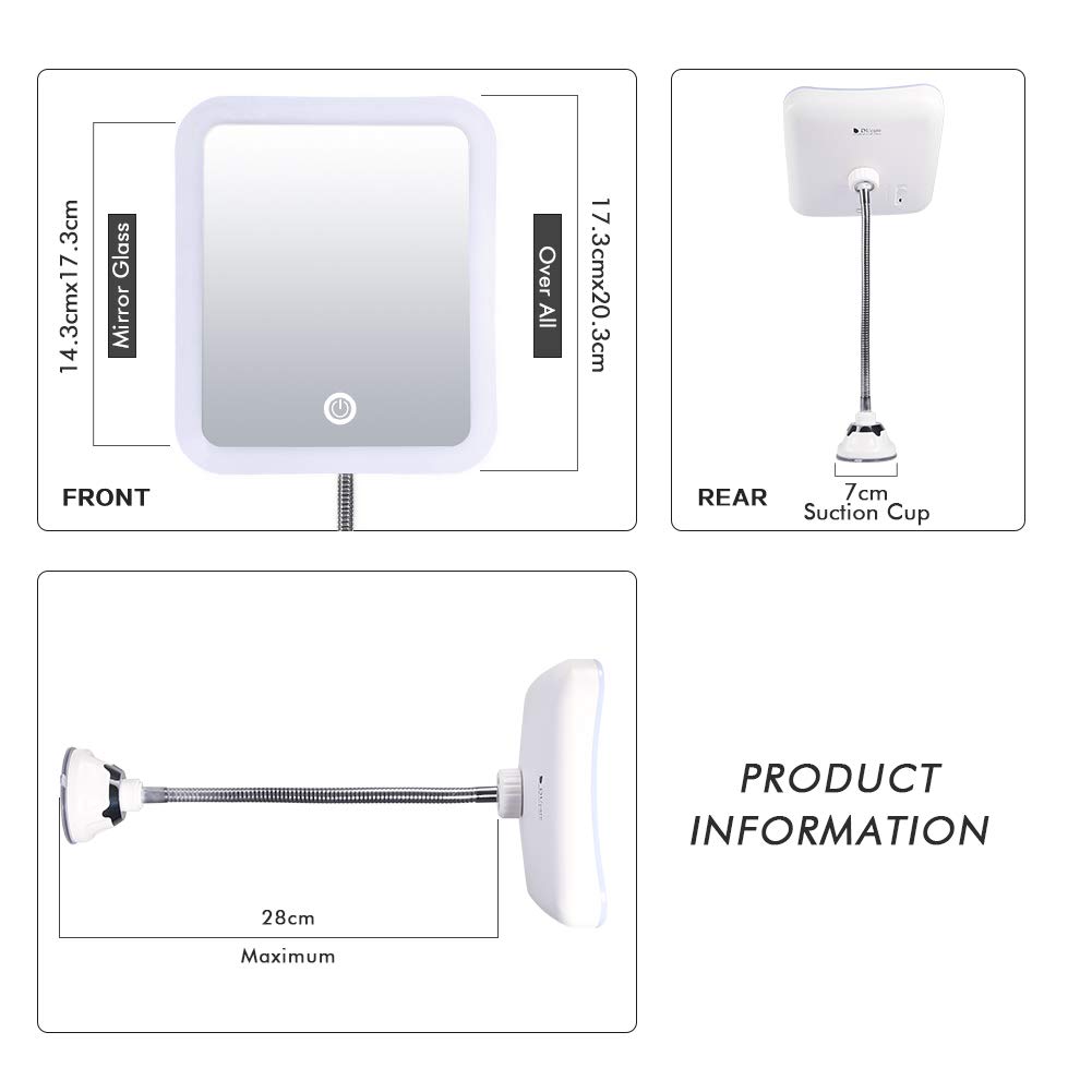 DUcare LED 7X Specchio ingranditore trucco con ventosa e luce